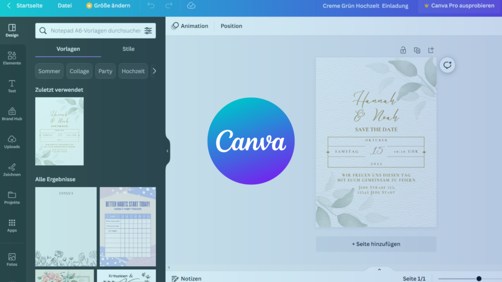 Chroma Online Druckerei blog Hochzeitseinladungen gestaltet mit Canva